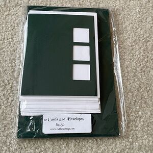 Set of 10 Cards & Envelopes 3 Windows Green Blank Make Your Own New in Package